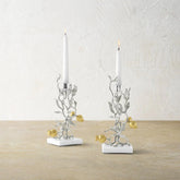 Pomegranate Silver And Gold Candleholders Set Of 2